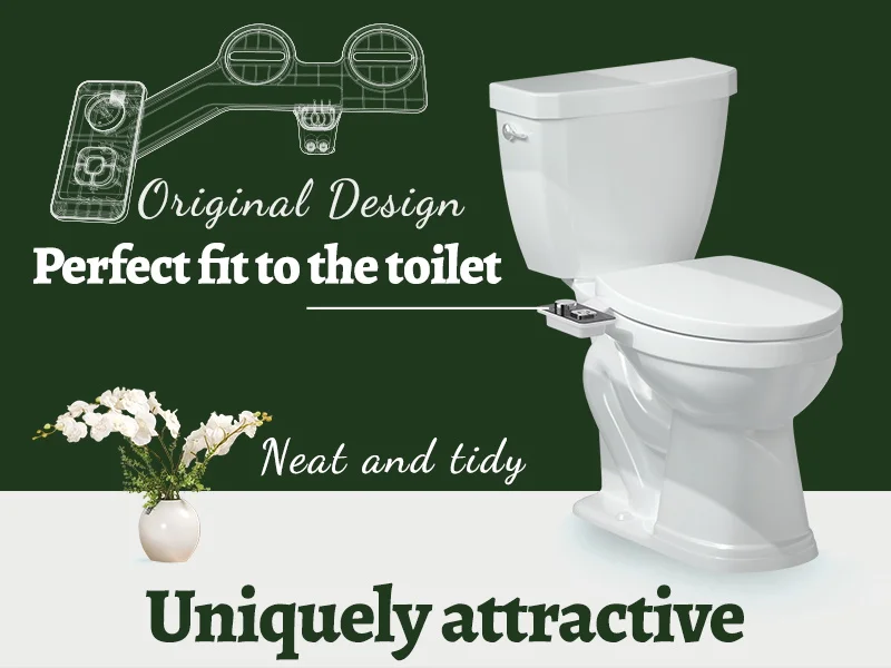 Samodra Toilet Bidet Shower Ultra-thin Bidet Toilet Seat Attachment Non-electric Bidet sprayer Dual Nozzles Frontal & Rear Wash