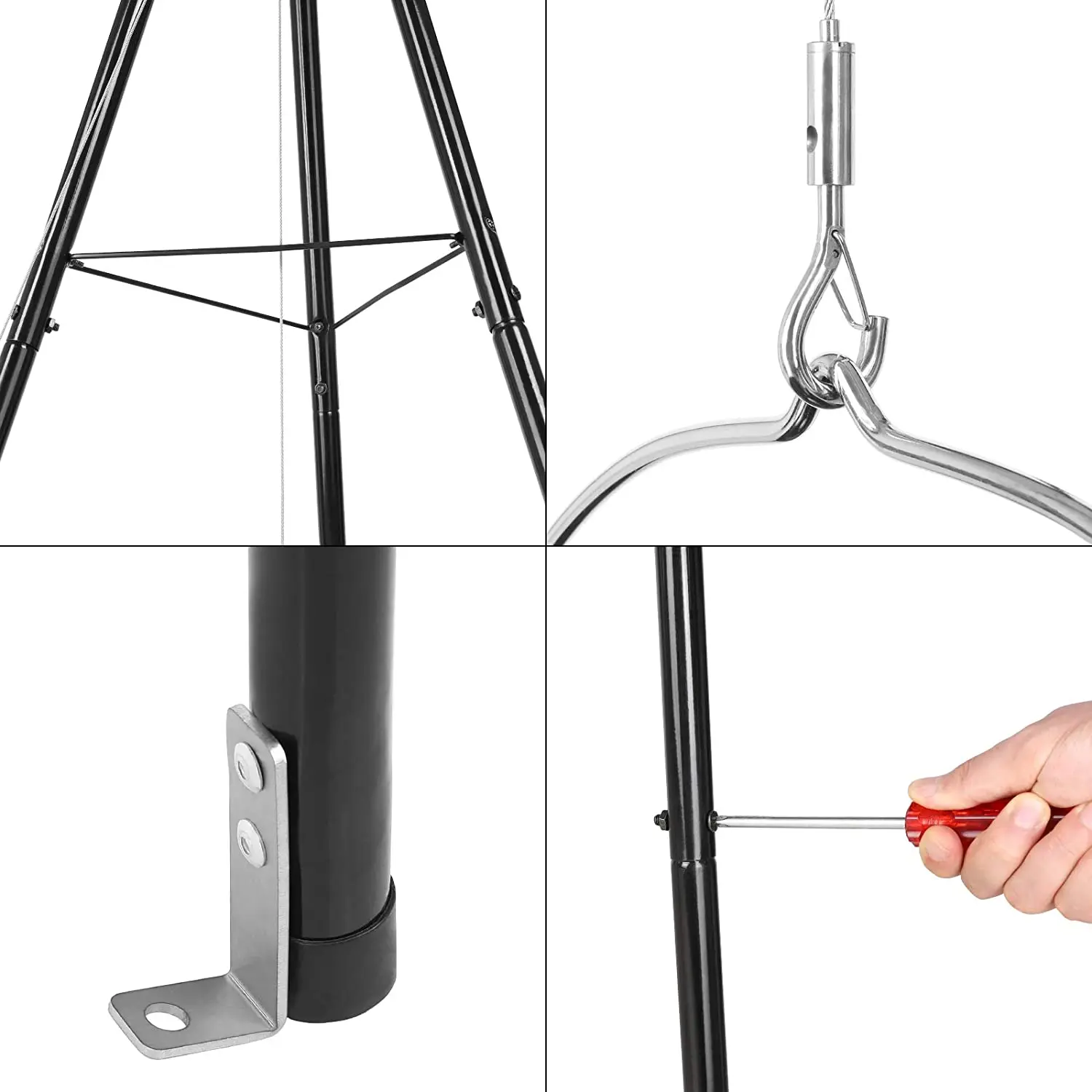 Hungarian Goulash Kettle, 10 Litres, Enamelled,151cm Telescopic Tripod Frame,Chain Height Adjustment, Soup Pot with Lid, Goulash