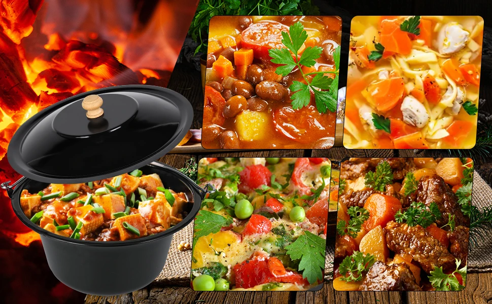 Hungarian Goulash Kettle, 10 Litres, Enamelled,151cm Telescopic Tripod Frame,Chain Height Adjustment, Soup Pot with Lid, Goulash