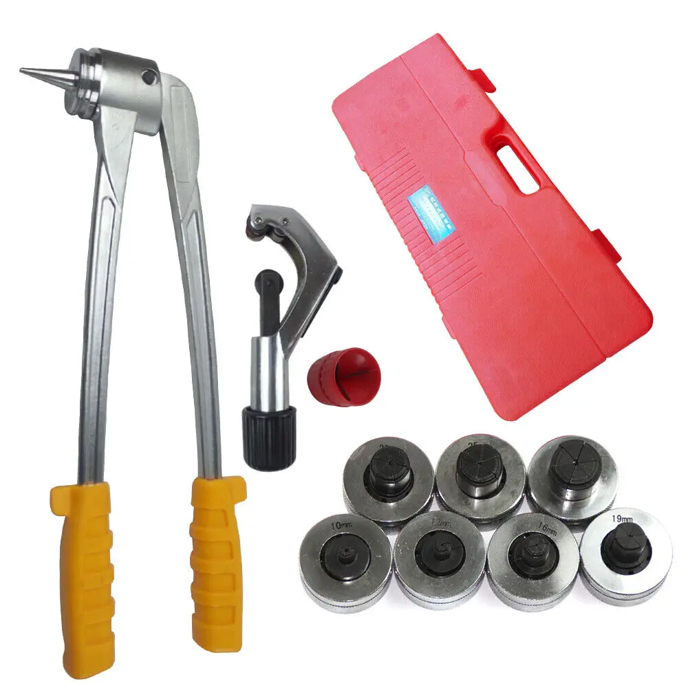 Pipe Expander Tool With Tube Cutter 7 Heads 10-28mm Pipe Crimping Manual Pliers Metal Tube Expansion Tool Kit