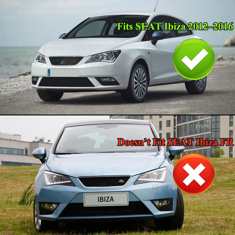 FOR 2012-2016 SEAT IBIZA FRONT BUMPER FOG LIGHT GRILLE COVER BLACK LEFT+RIGHT UK