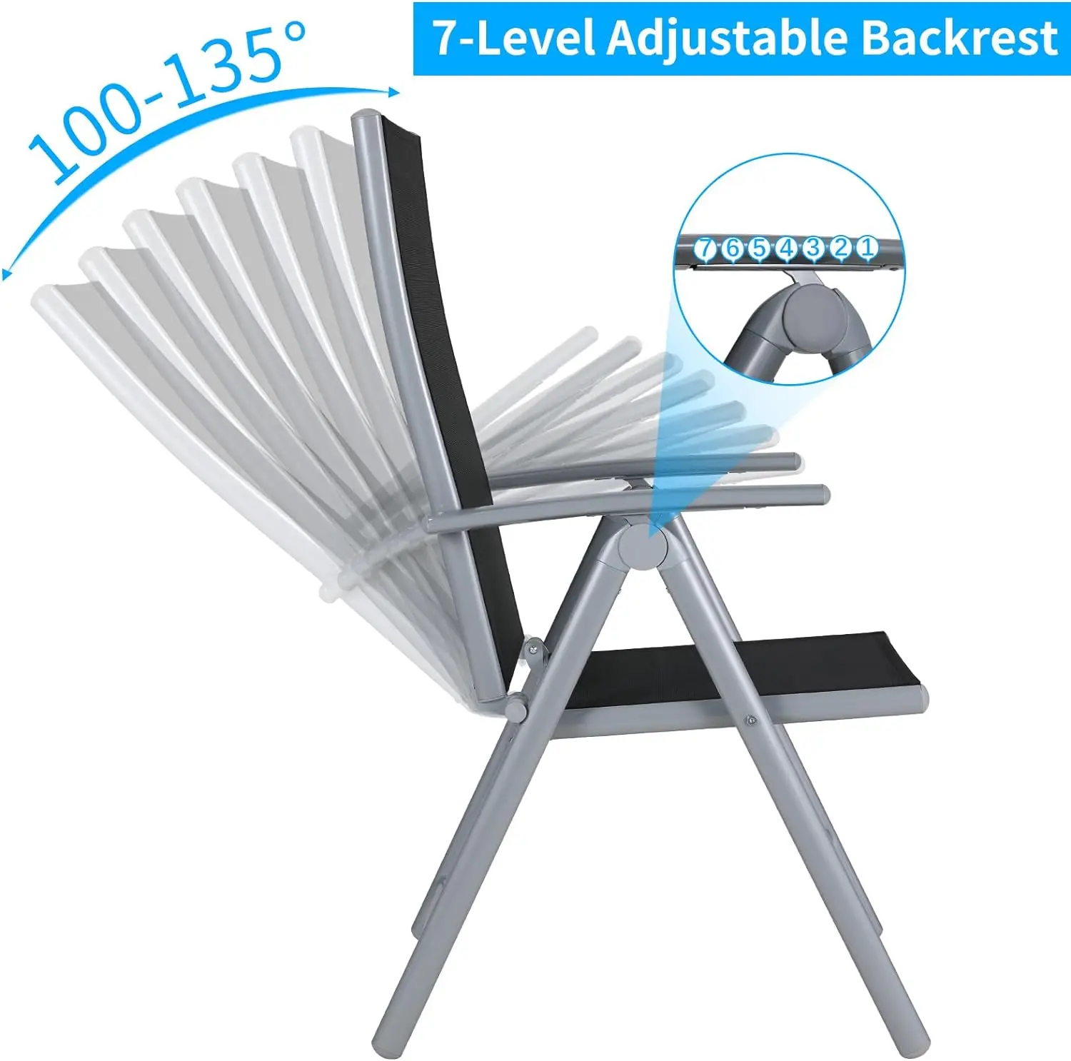 3Pcs Patio Dining Set, Outdoor Table and Chair Set Garden Backyard Poolside Deck with 2 Textilene Chairs,Adjustable Folding Back