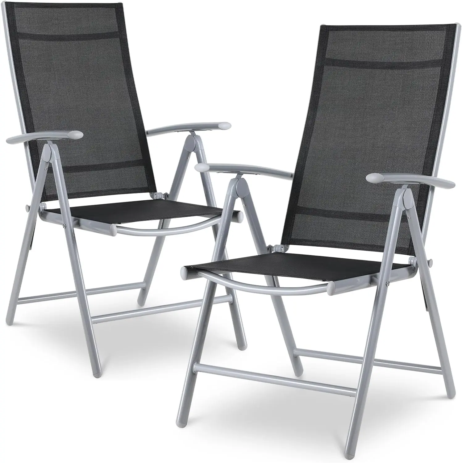 3Pcs Patio Dining Set, Outdoor Table and Chair Set Garden Backyard Poolside Deck with 2 Textilene Chairs,Adjustable Folding Back