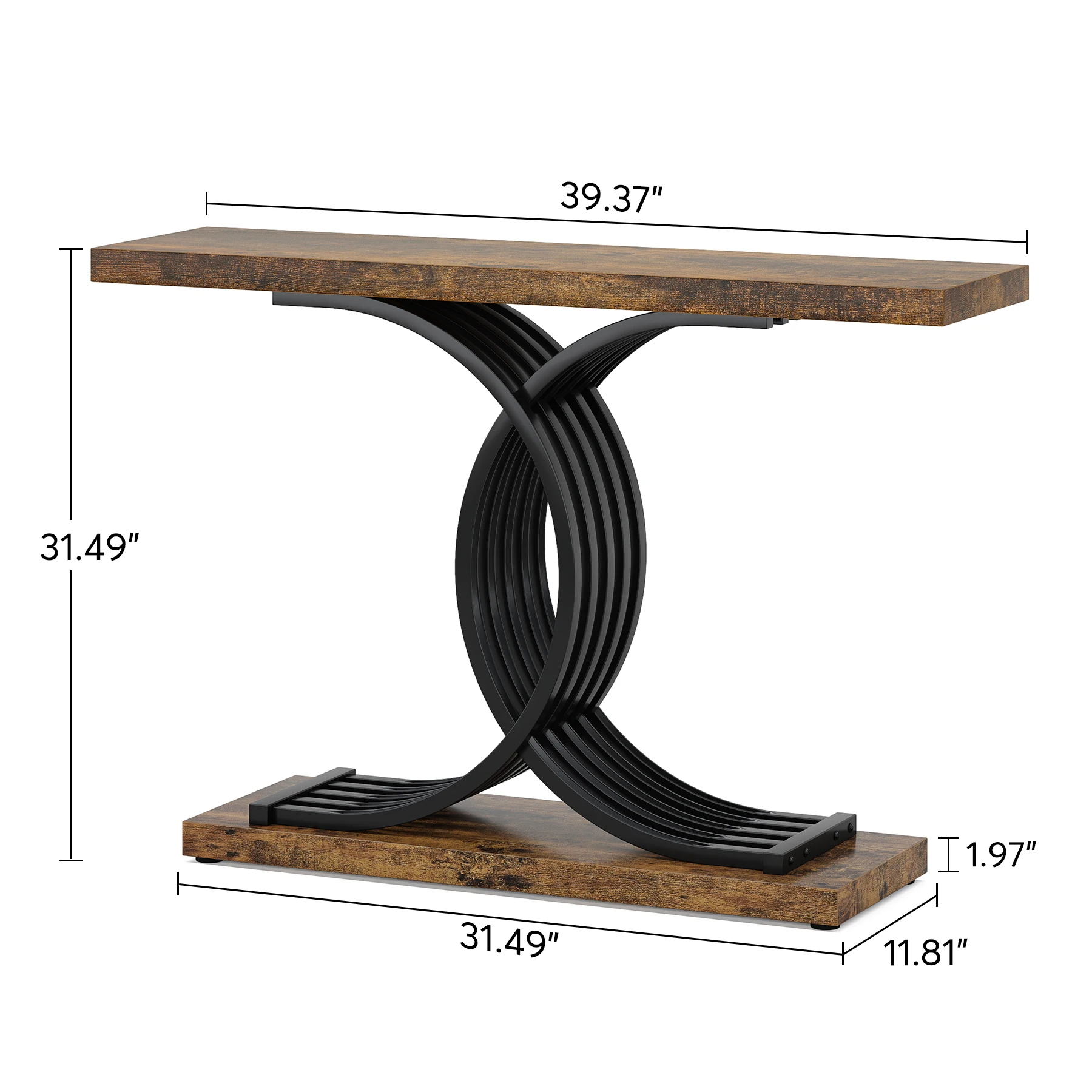 Tribesigns Gold Entryway Table, Modern 39-Inch Console Faux Marble Narrow Wood Sofa with Geometric Metal Legs