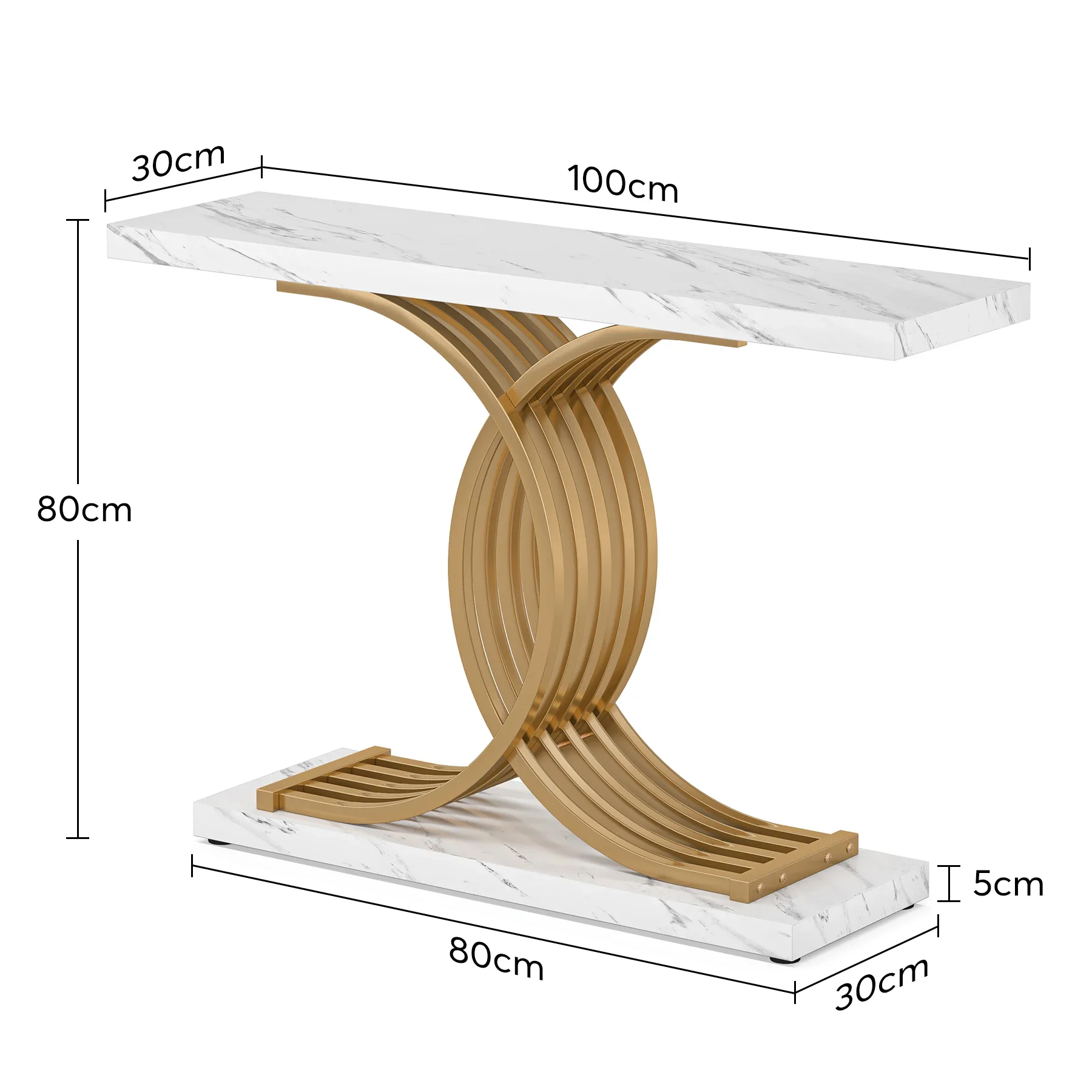 Tribesigns Gold Entryway Table, Modern 39-Inch Console Faux Marble Narrow Wood Sofa with Geometric Metal Legs
