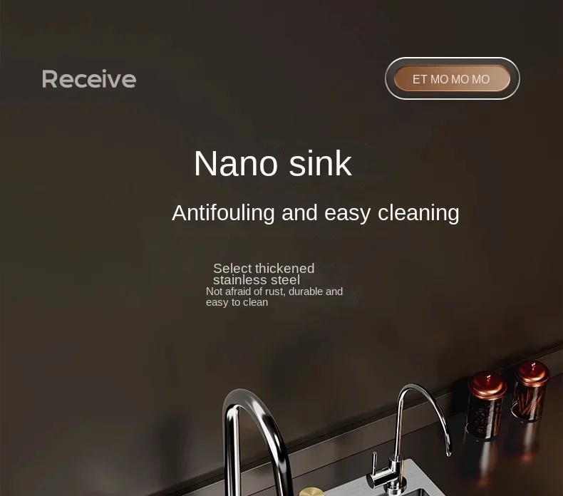 Nano 304 Stainless Steel Sink Waterfall Large Single Slot Kitchen Sink Vegetable Stainless Steel Household Sink