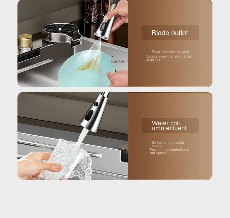 Nano 304 Stainless Steel Sink Waterfall Large Single Slot Kitchen Sink Vegetable Stainless Steel Household Sink
