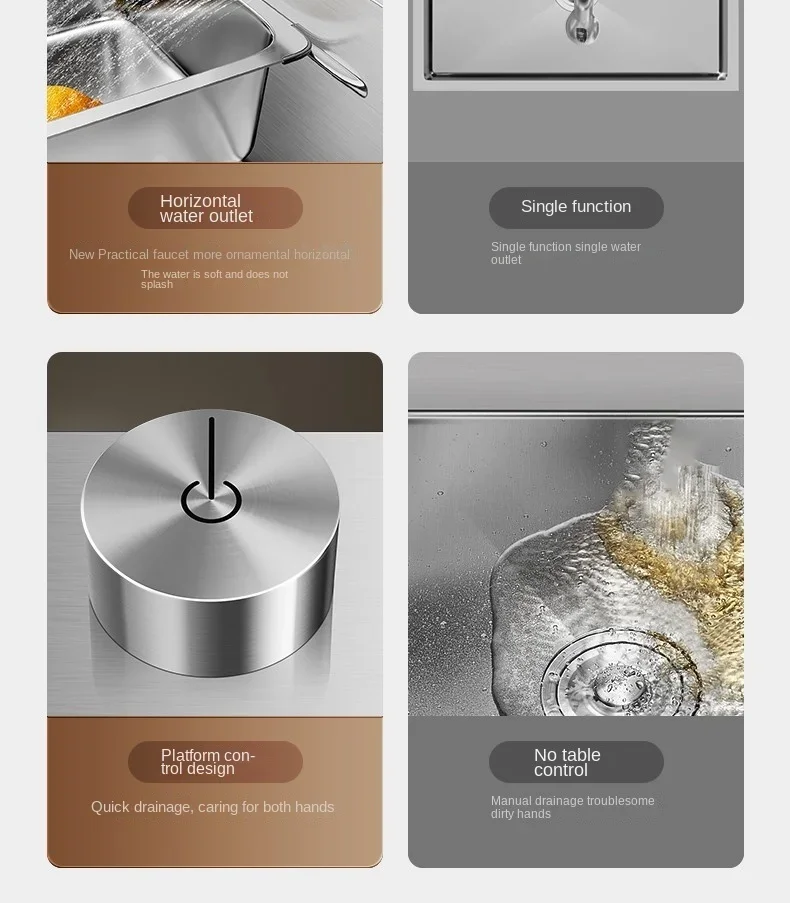 Nano 304 Stainless Steel Sink Waterfall Large Single Slot Kitchen Sink Vegetable Stainless Steel Household Sink