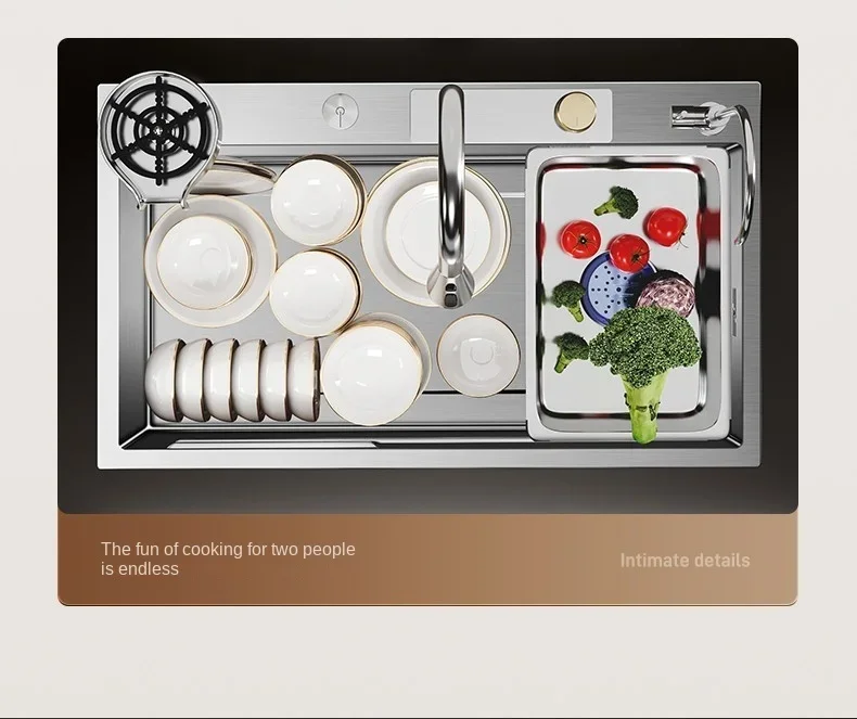 Nano 304 Stainless Steel Sink Waterfall Large Single Slot Kitchen Sink Vegetable Stainless Steel Household Sink