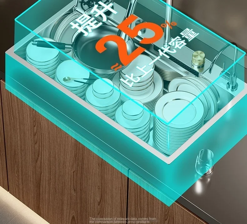 Nano 304 Stainless Steel Sink Waterfall Large Single Slot Kitchen Sink Vegetable Stainless Steel Household Sink