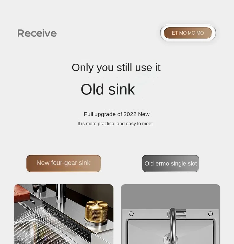Nano 304 Stainless Steel Sink Waterfall Large Single Slot Kitchen Sink Vegetable Stainless Steel Household Sink