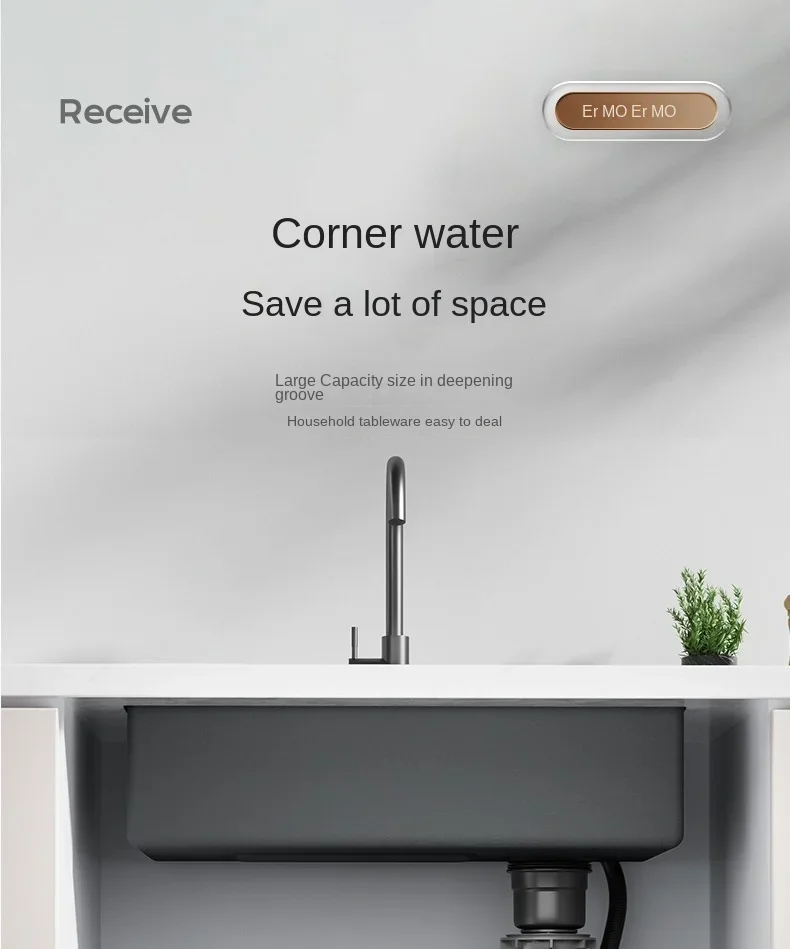 Nano 304 Stainless Steel Sink Waterfall Large Single Slot Kitchen Sink Vegetable Stainless Steel Household Sink