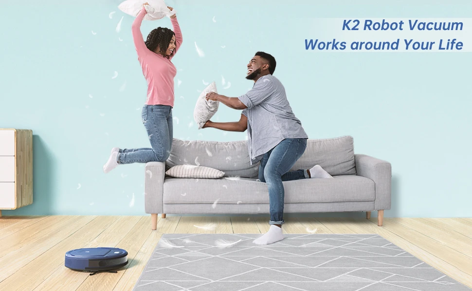 OKP K2 Robot Vacuum Cleaner,2000Pa Powerful Suction, 120Mins Runtime, Automatic Self-Charging, Wi-Fi/App/Alexa Contro