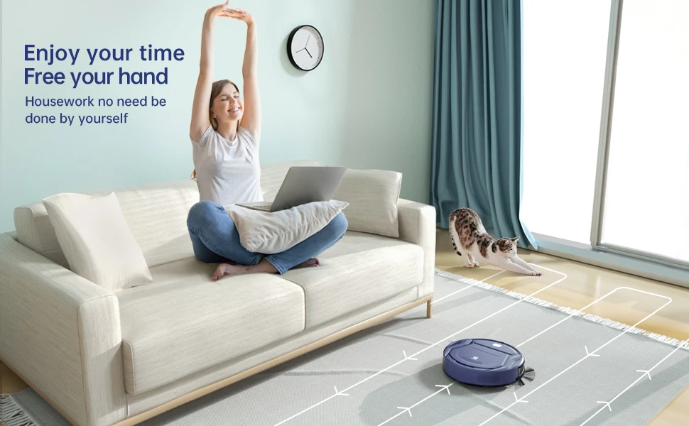 OKP K2 Robot Vacuum Cleaner,2000Pa Powerful Suction, 120Mins Runtime, Automatic Self-Charging, Wi-Fi/App/Alexa Contro