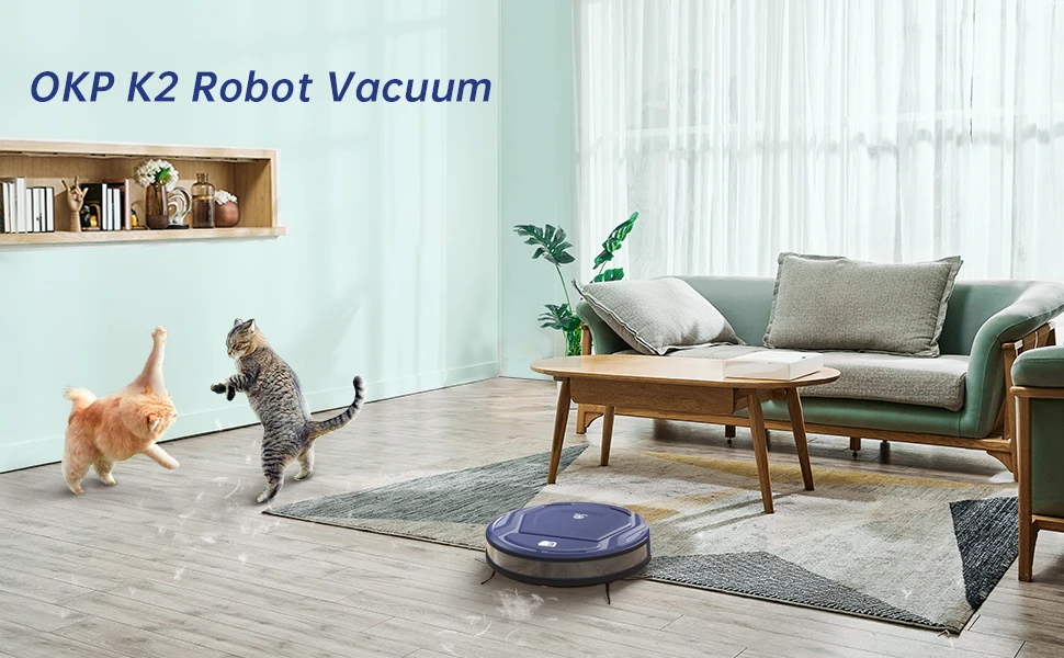 OKP K2 Robot Vacuum Cleaner,2000Pa Powerful Suction, 120Mins Runtime, Automatic Self-Charging, Wi-Fi/App/Alexa Contro