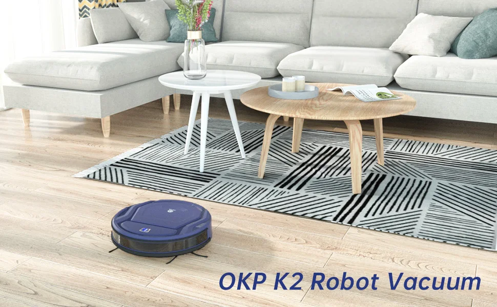 OKP K2 Robot Vacuum Cleaner,2000Pa Powerful Suction, 120Mins Runtime, Automatic Self-Charging, Wi-Fi/App/Alexa Contro