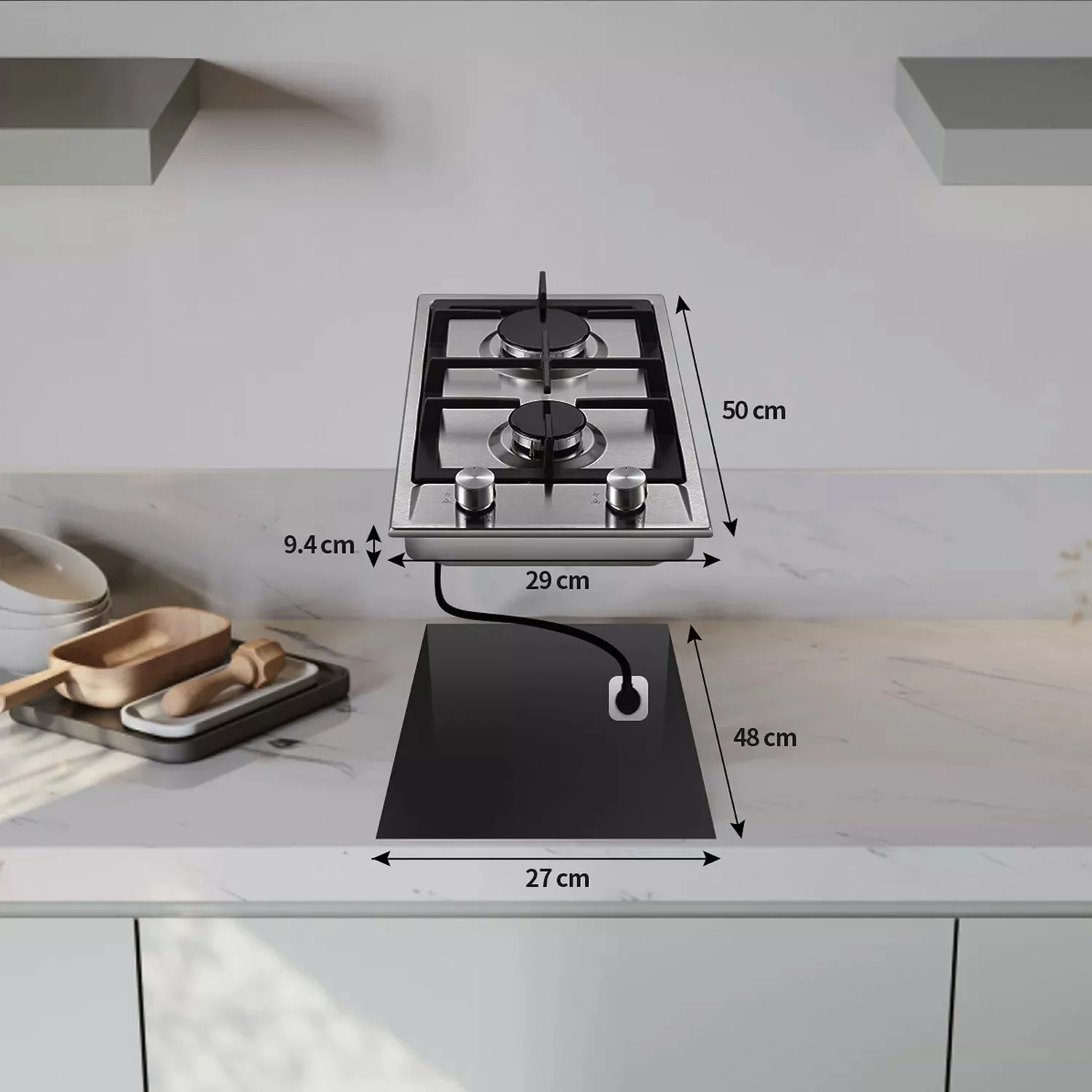 TopStrong 2-burner Stainless Steel with Automatic Flame Protection, Natural Gas Propane Built-in Gas Hob YYEUGCT-S02