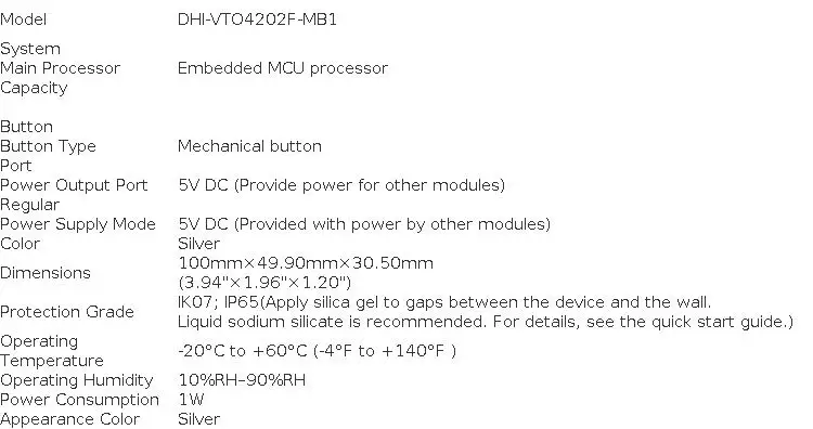 Dahua VTO4202F-MB1 Button Module for DHI-VTO4202F-P, IP doorbell parts,video intercom parts,Access control parts,doorbell parts