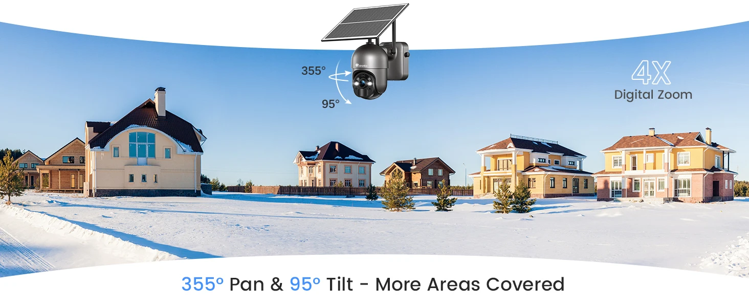 Ctronics 4G Surveillance Camera Outdoor Solar Panel 8W 14400mAh Battery Wireless Security Camera 2K Night Vision Auto Tracking