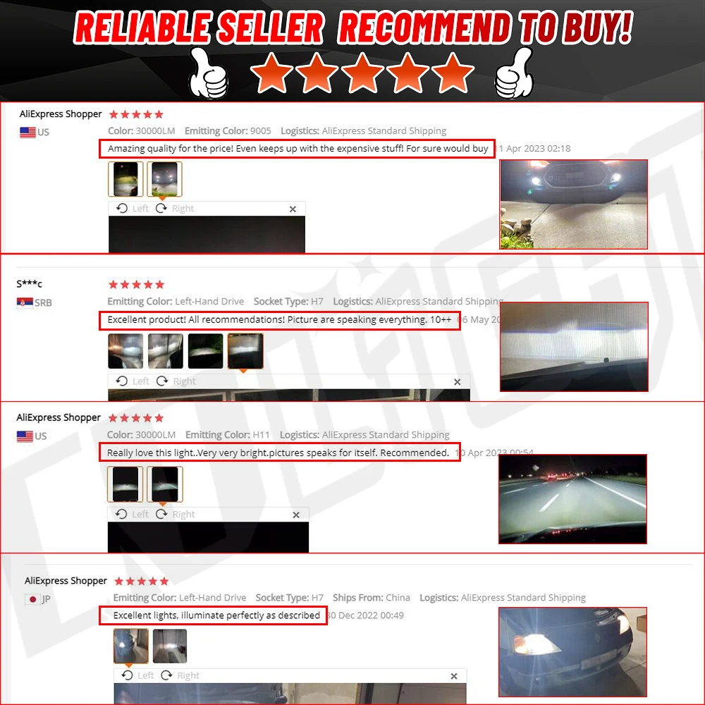 CO LIGHT Super Mini Projector Lens H7 H4 LED H8/H9/H11 9005 HB3 9006 HB4 Automobiles Bulb High Low Beam 40000LM 12V 24V Fog Lamp