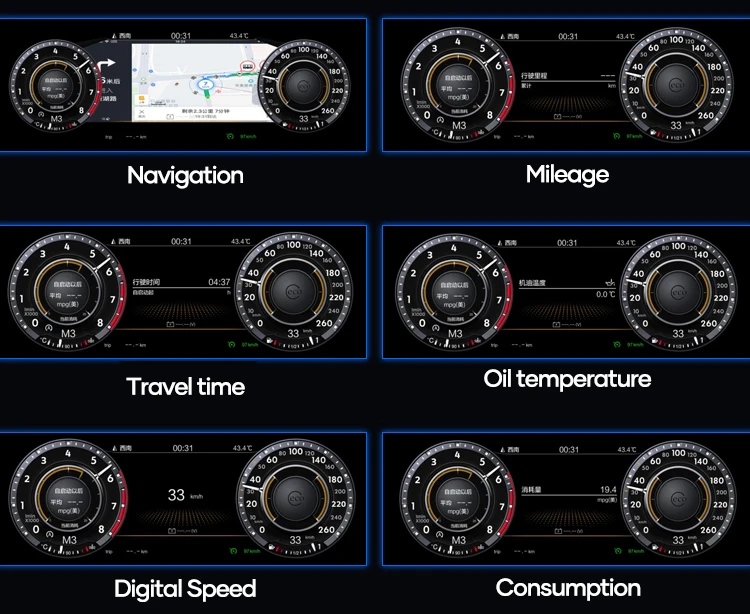 10.25'' Lcd Radio Instrument Paneel Cockpit For VW  Jetta 2006 7 8 9 10 11 years modify Auto Digital Dashboard Cluster