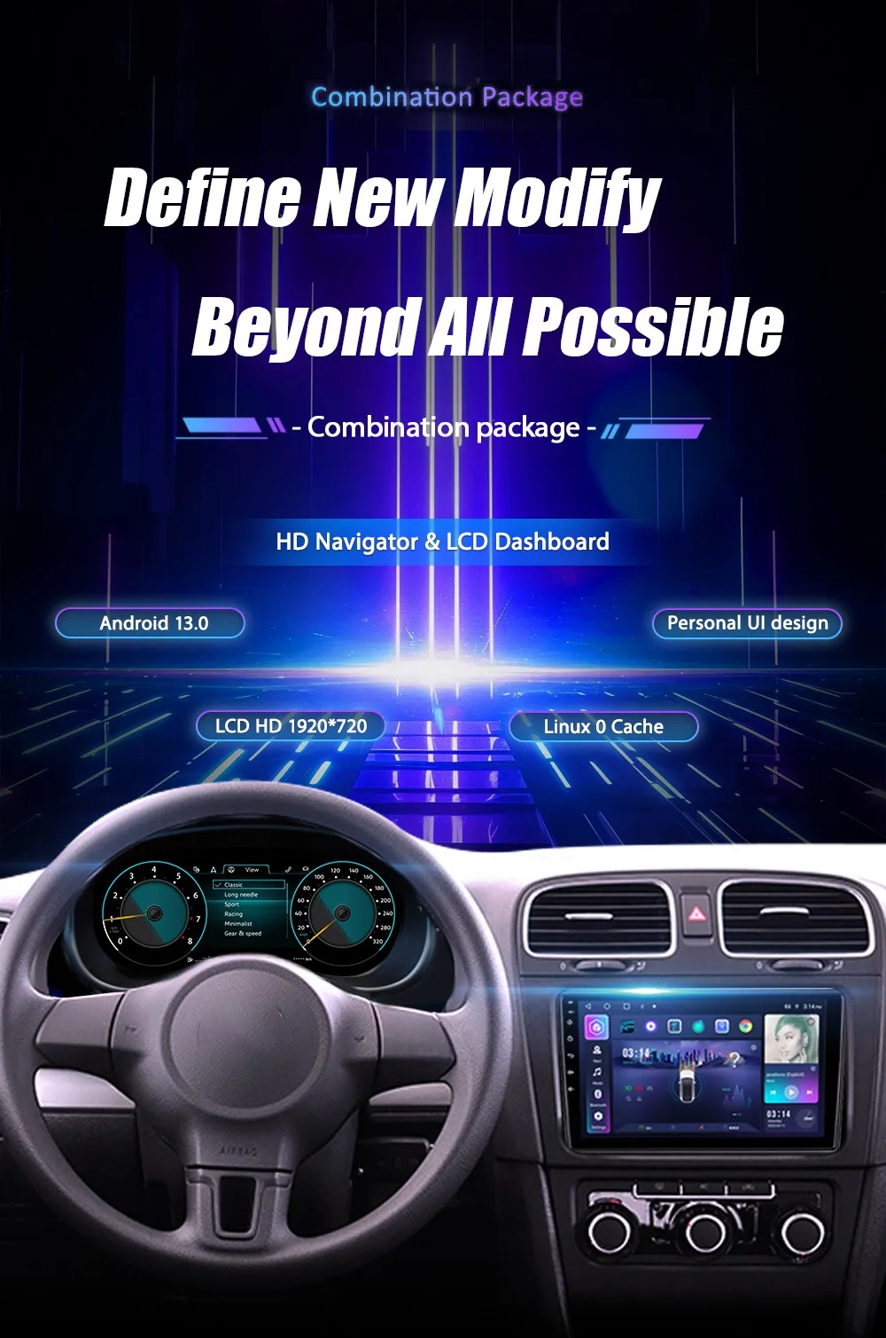 10.25'' Lcd Radio Instrument Paneel Cockpit For VW  Jetta 2006 7 8 9 10 11 years modify Auto Digital Dashboard Cluster