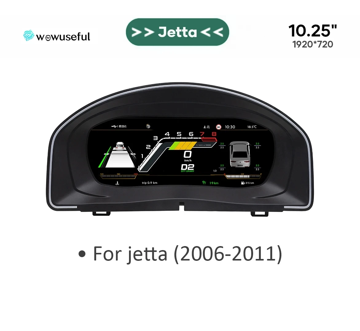 10.25'' Lcd Radio Instrument Paneel Cockpit For VW  Jetta 2006 7 8 9 10 11 years modify Auto Digital Dashboard Cluster