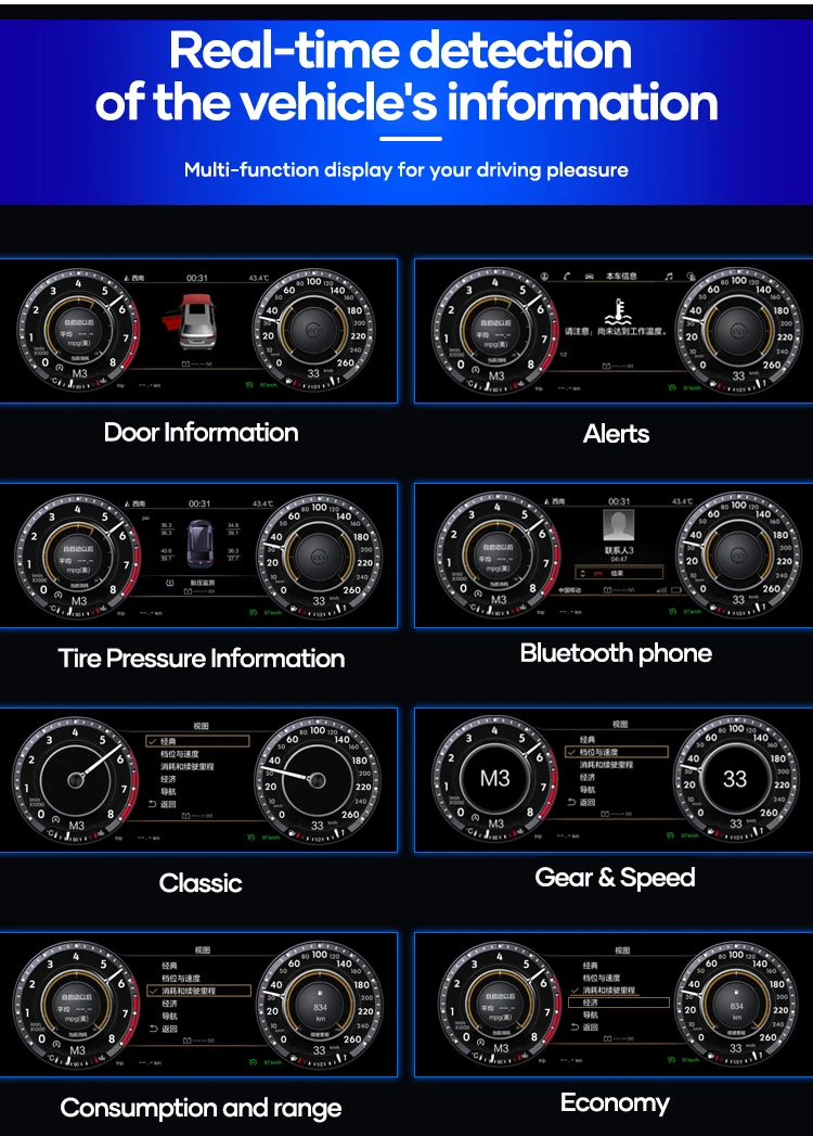 10.25'' Lcd Radio Instrument Paneel Cockpit For VW  Jetta 2006 7 8 9 10 11 years modify Auto Digital Dashboard Cluster