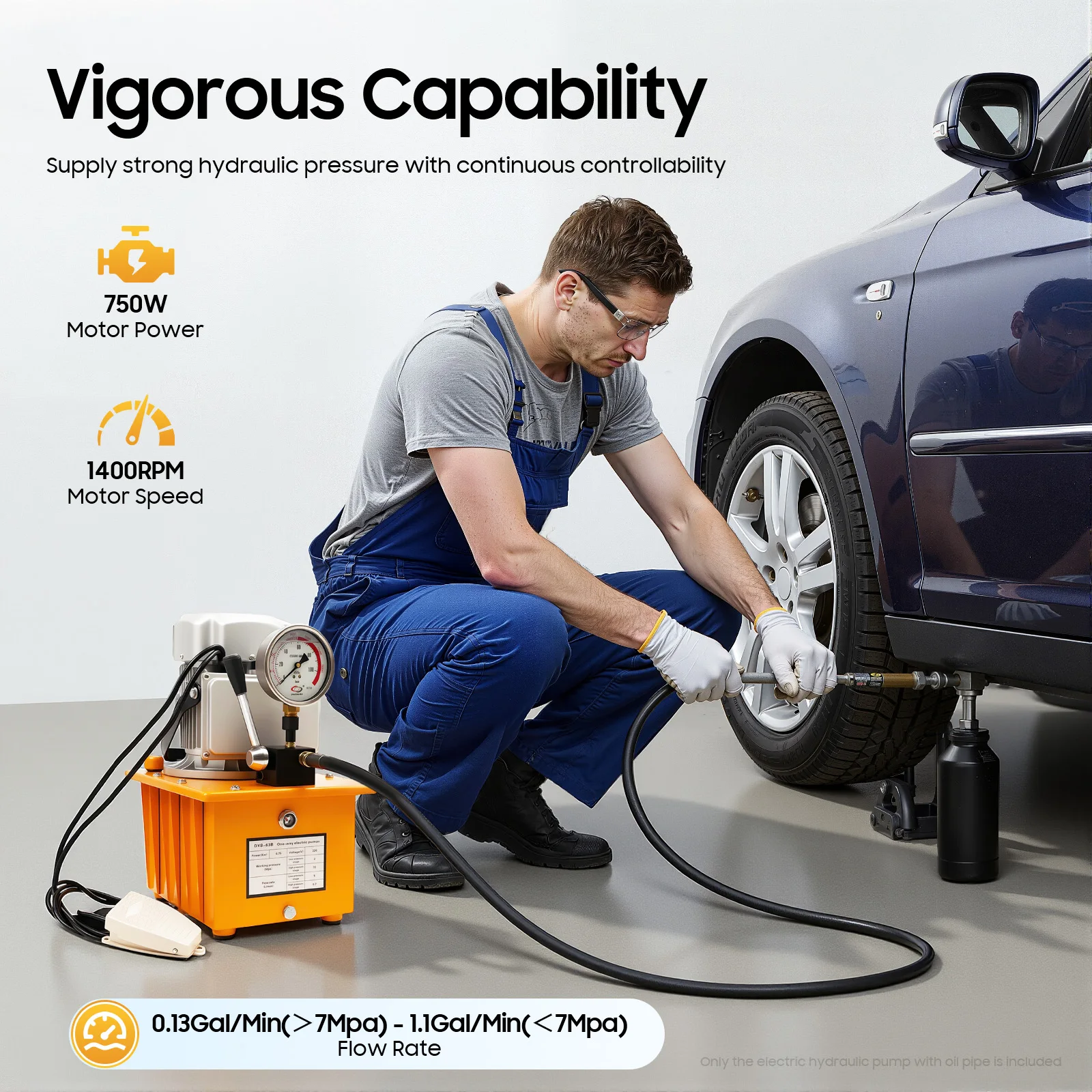 700Bar 7L Electric Driven Hydraulic Pump Single Acting Manual Valve Control 750W