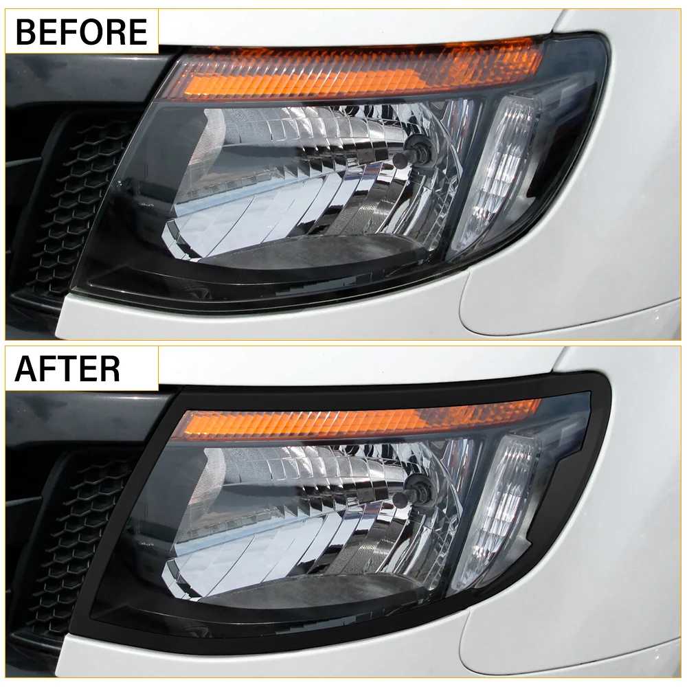 Car Accessories ABS Black Head Lights Cover Guard Lamp Hood Trim For Ford Ranger Wildtrak 2012-2014 T6 XLT XLS LIMITED WILDTRAK