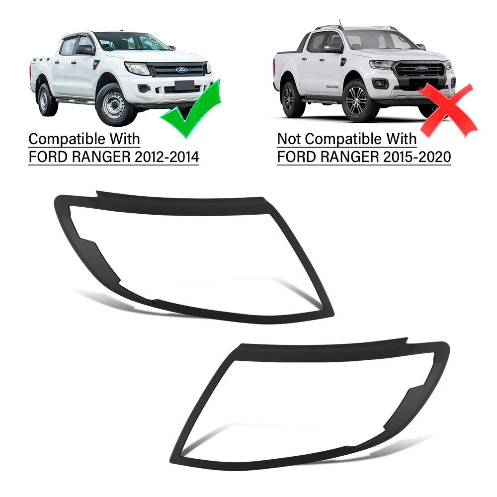 Car Accessories ABS Black Head Lights Cover Guard Lamp Hood Trim For Ford Ranger Wildtrak 2012-2014 T6 XLT XLS LIMITED WILDTRAK
