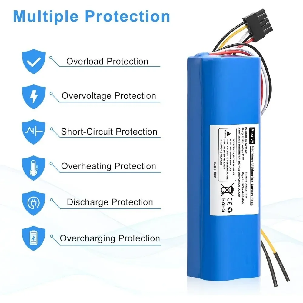 6500mAh Li-ion Battery Replacement For CECOTEC CONGA 5090 4090 3090 2090 Robot Vacuum Cleaner 14.4V Battery pack Accessories