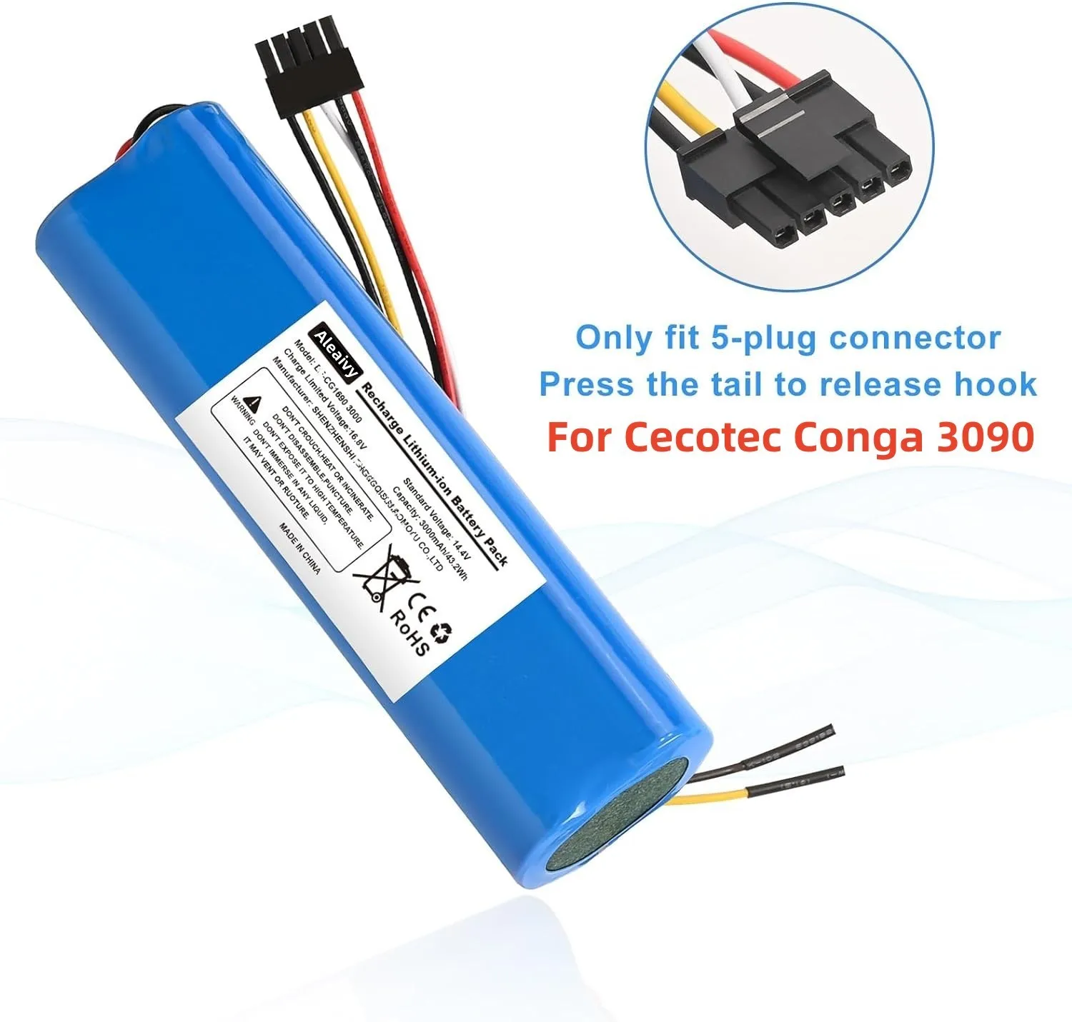 6500mAh Li-ion Battery Replacement For CECOTEC CONGA 5090 4090 3090 2090 Robot Vacuum Cleaner 14.4V Battery pack Accessories