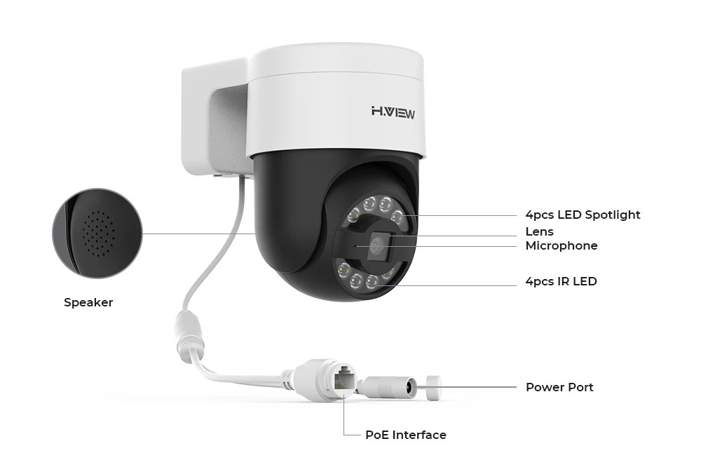 H.View 5Mp 8Mp 4K IP Camera PoE AI Face Detection CCTV Security Cameras H.265 Outdoor Audio Video Surveillance ONVIF Xmeye