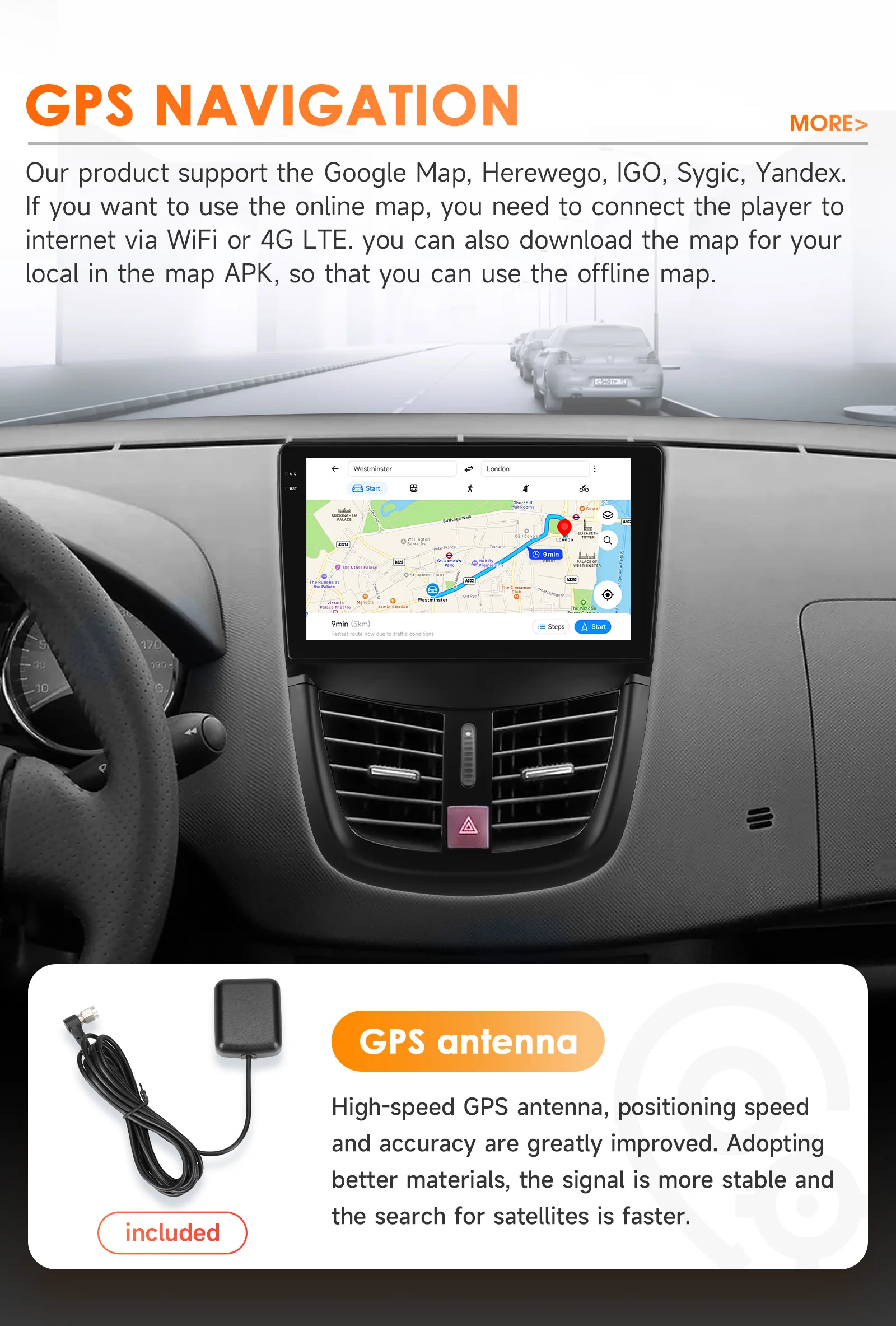 9" Hizpo 2Din Andoird14 Car Radio for Peugeot 207CC 2006 - 2015 Snapdragon 6115 GPS RDS DSP 4G BT Auto CarPlay 360° Camera