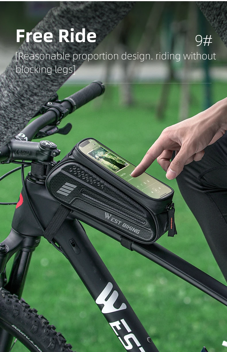 WEST BIKING Bicycle Top Tube Bag 7.0 Inch Phone Bag Waterproof Front Frame Cycling Bag Sensitive Touch Screen MTB Road Bike Bag
