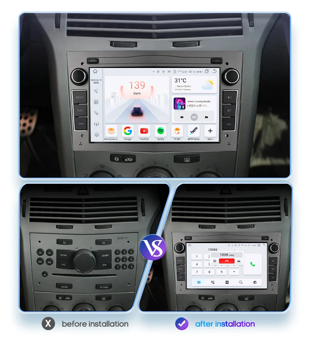 2Din Android 12 CarPlay Android Auto Radio For Opel Corsa C Signum Vivaro Astra H Corsa D Zafira Car Multimedia GPS 4G autoradio