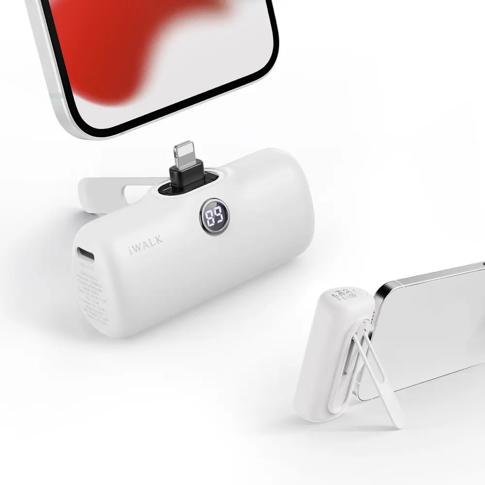 IWALK Capsule Power Bank Portable Fast Charging Stand Mobile Power Bank 5000mAh Compatible with iPhone 8-14 Lightning