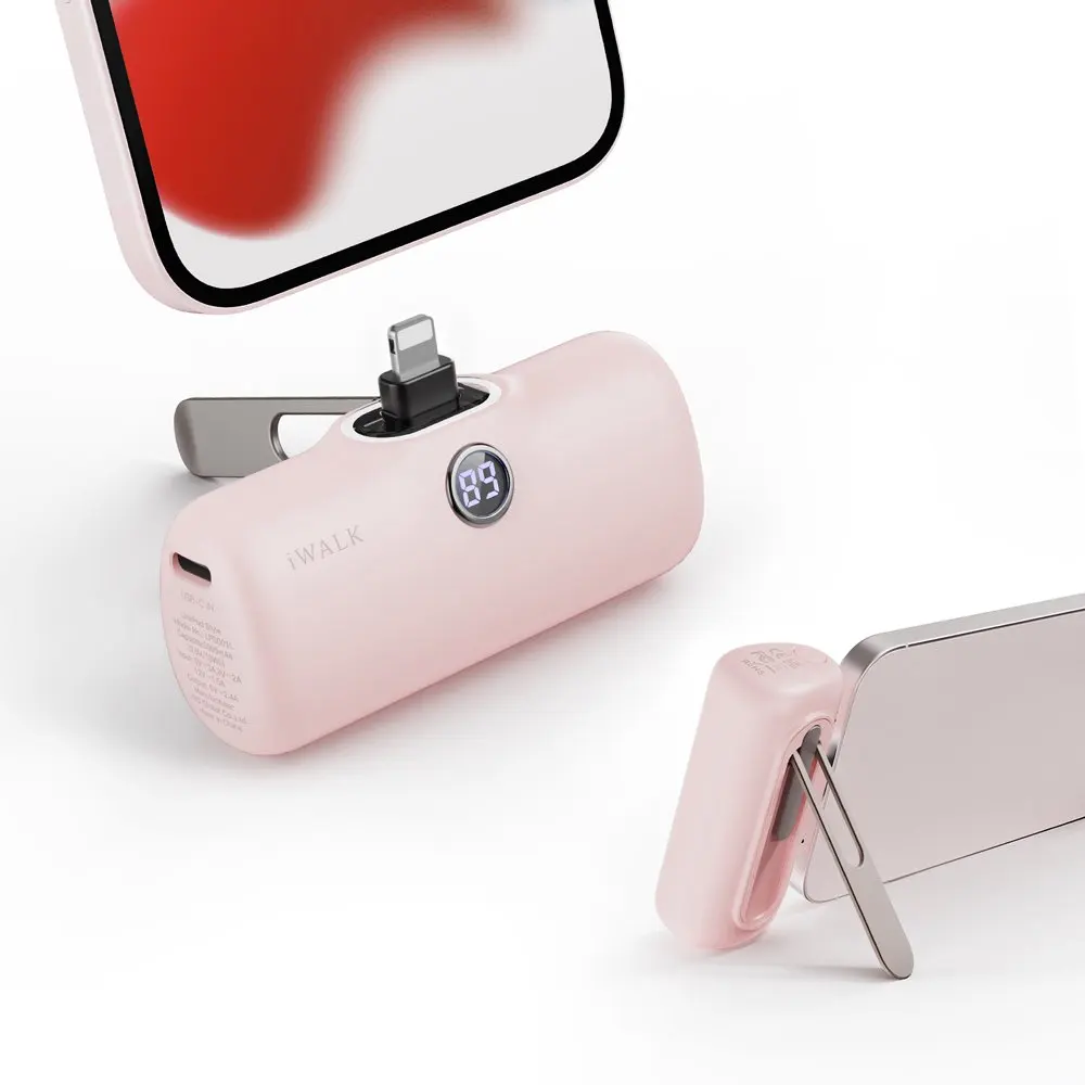 IWALK Capsule Power Bank Portable Fast Charging Stand Mobile Power Bank 5000mAh Compatible with iPhone 8-14 Lightning