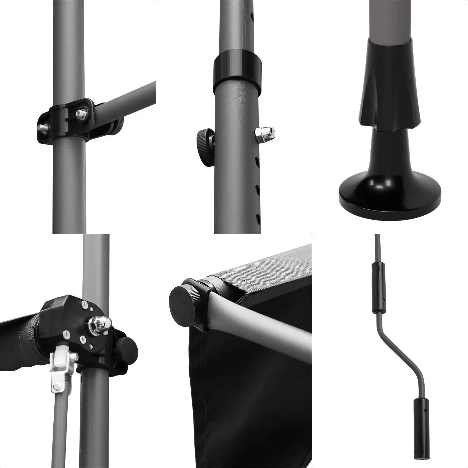 Awning Balcony Patio Retractable Awning UV50+ Sun Shade Awning Clamp Garden Sun Protection with Hand Crank Without Drilling