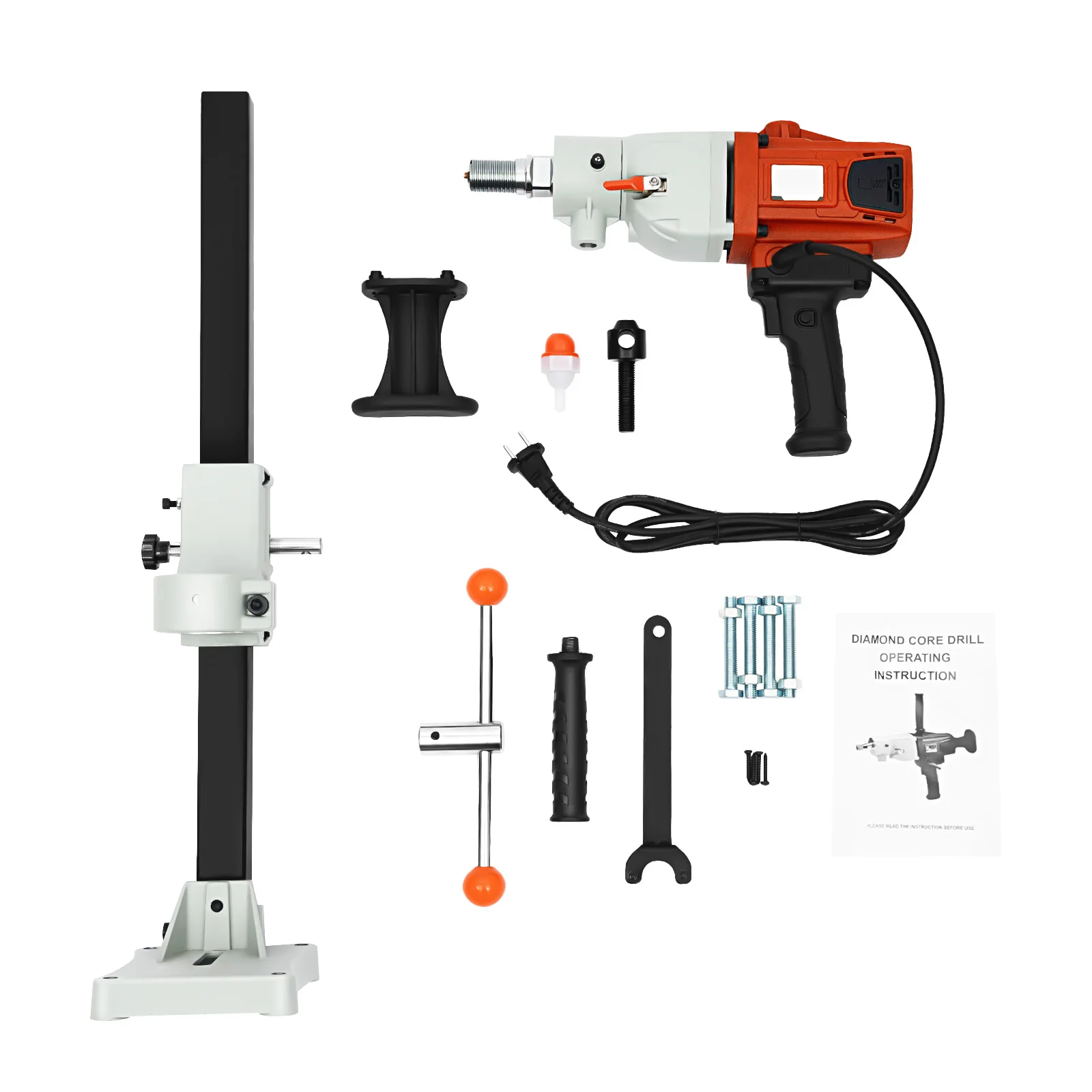 2200W Wet Diamond Concrete Core Drilling Pure Copper Motor Machine and Stand Press Drilling Rig Handhold Mashine 1200RPM