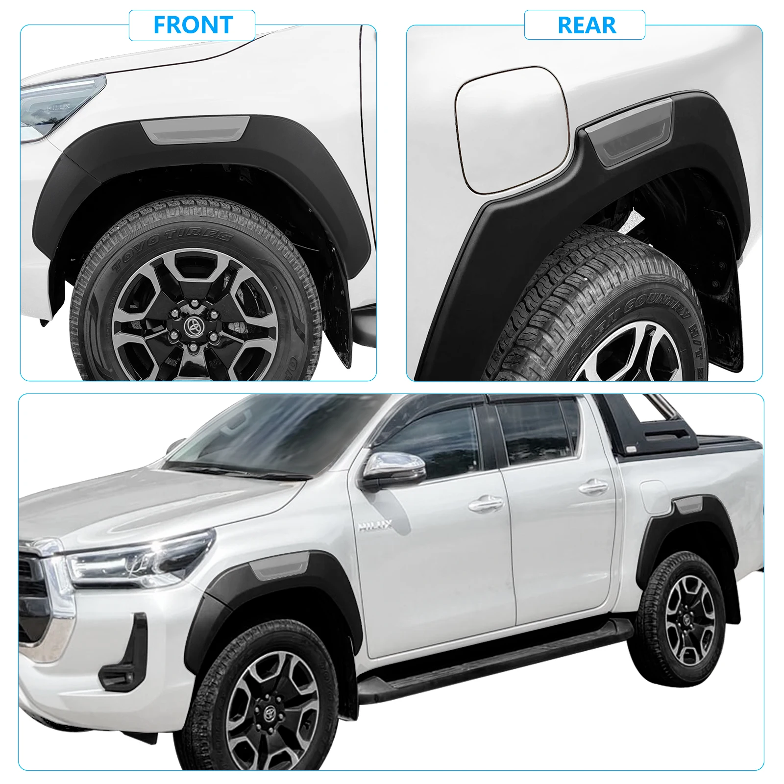 Fender Flares Wheel Arch for Toyota Hilux 2015-2020,2021-2024 Models 4X4 Car Auto Part Accessories 6pcs/Set Car Styling