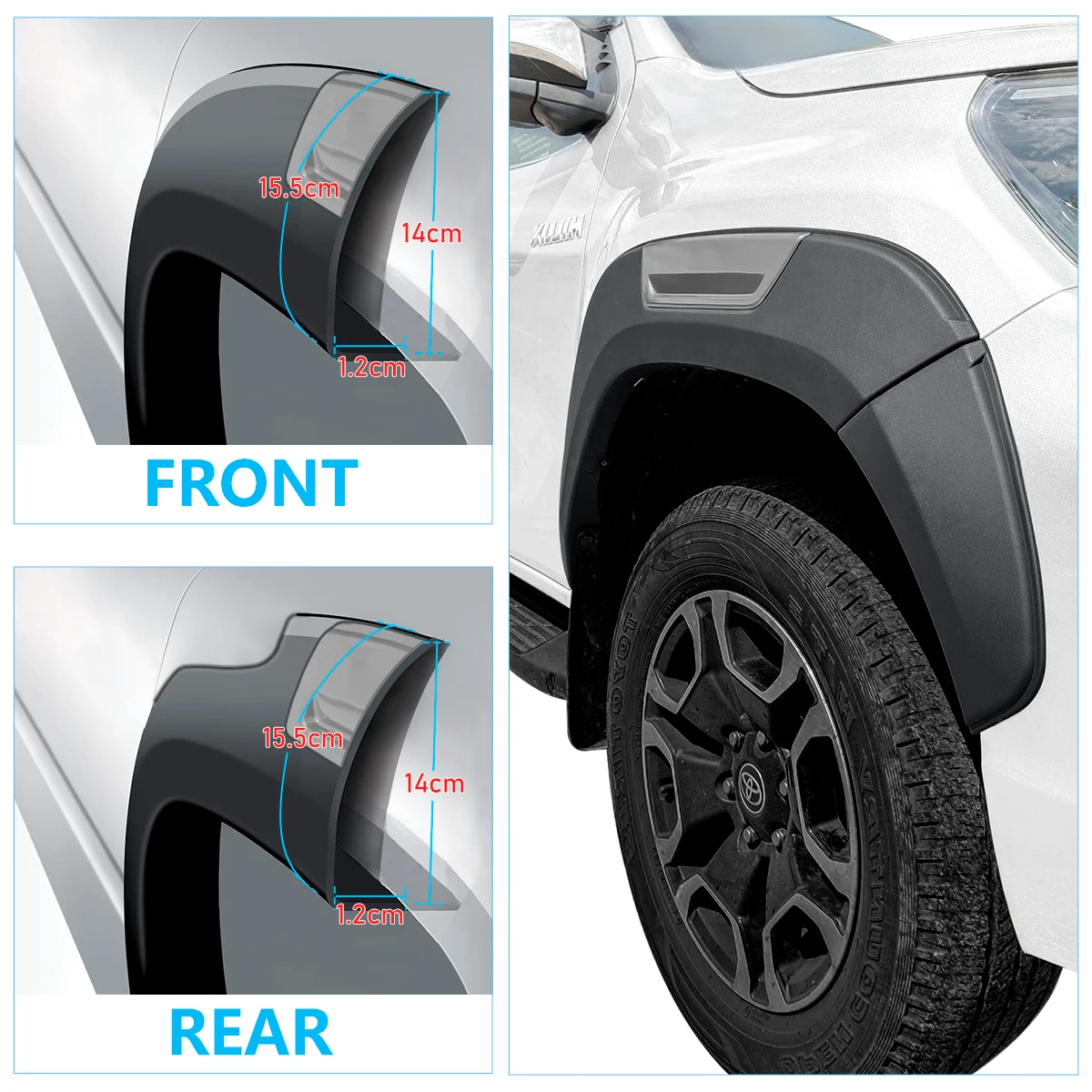 Fender Flares Wheel Arch for Toyota Hilux 2015-2020,2021-2024 Models 4X4 Car Auto Part Accessories 6pcs/Set Car Styling