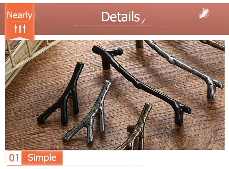 KAK 10pcs Tree Branch Furniture Handle 96mm 128mm Black Silver Bronze Kitchen Cabinet Handles Drawer Knobs Door Pulls Hardware