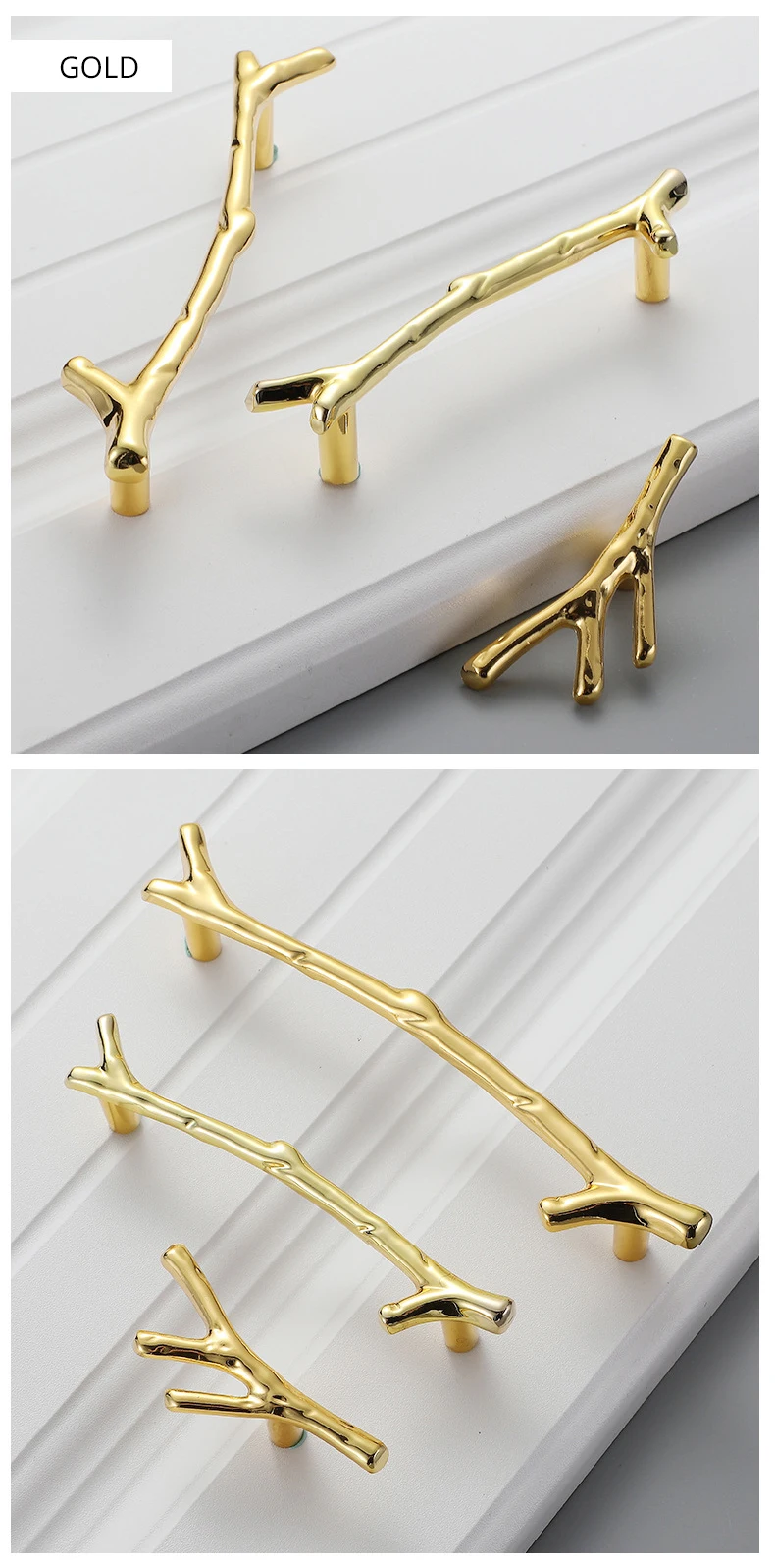 KAK 10pcs Tree Branch Furniture Handle 96mm 128mm Black Silver Bronze Kitchen Cabinet Handles Drawer Knobs Door Pulls Hardware