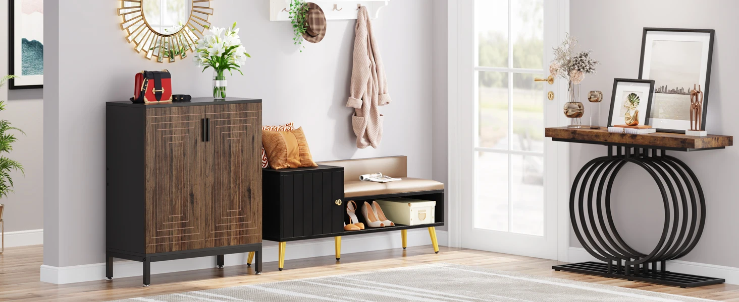 TRIBESIGNS WAY TO ORIGIN Shoe Cabinet, 20 Pairs Modern Shoe Storage Cabinet with Doors, 6-Tier Freestanding Shoe Organizer Rack