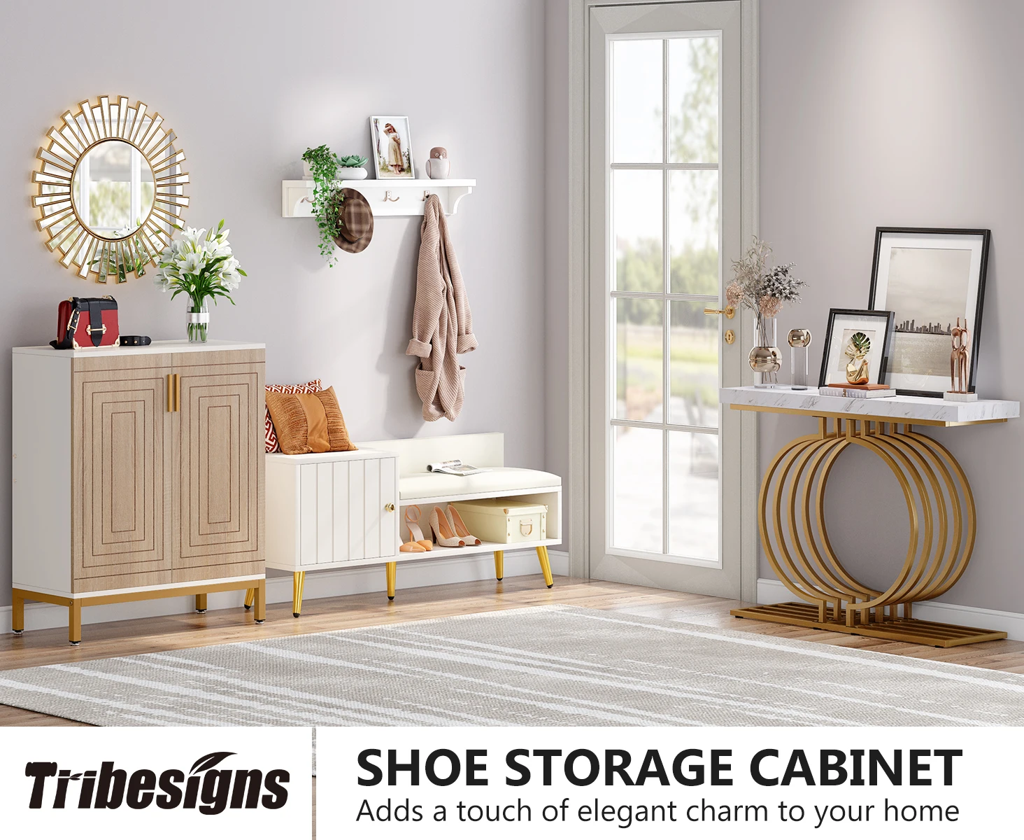 TRIBESIGNS WAY TO ORIGIN Shoe Cabinet, 20 Pairs Modern Shoe Storage Cabinet with Doors, 6-Tier Freestanding Shoe Organizer Rack