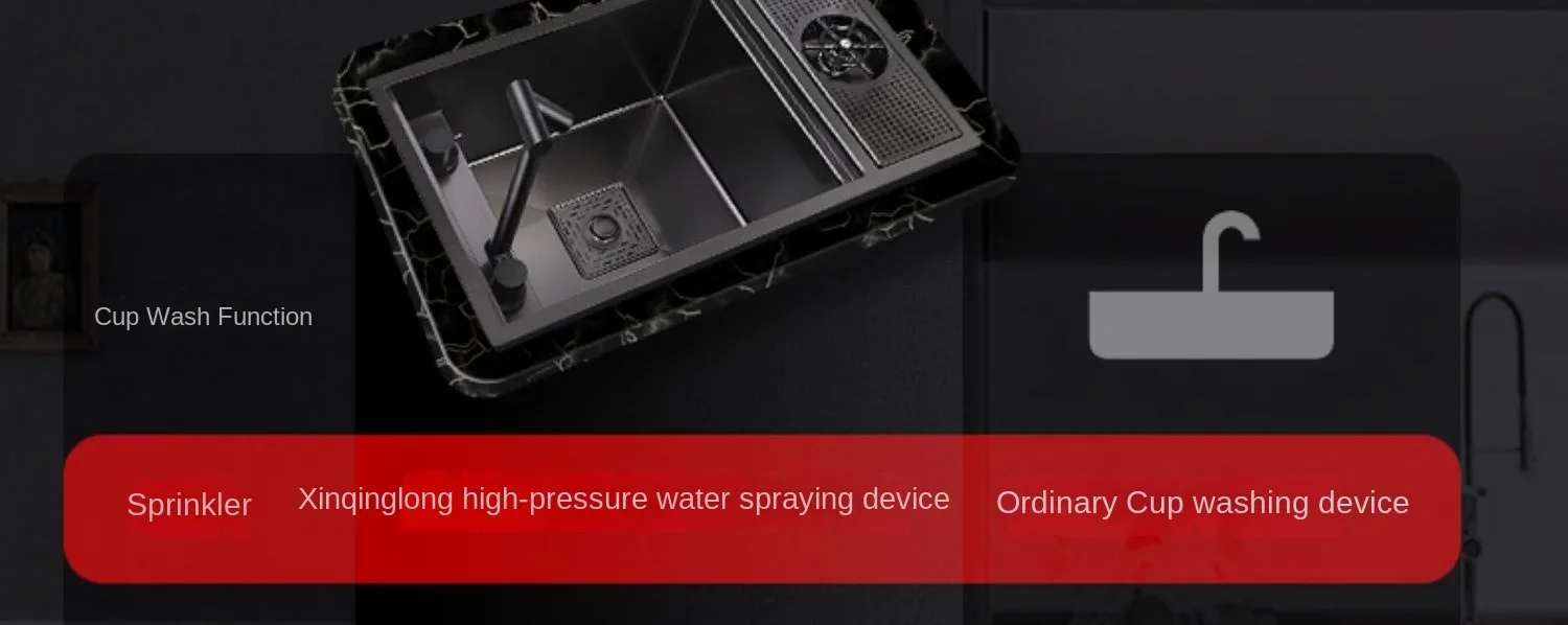 304 Nano Stainless Steel Hidden Sink Folding Faucet, Large Single Slot, Cover Plate, Bar Counter Cup Washer, 55cm X 32cm