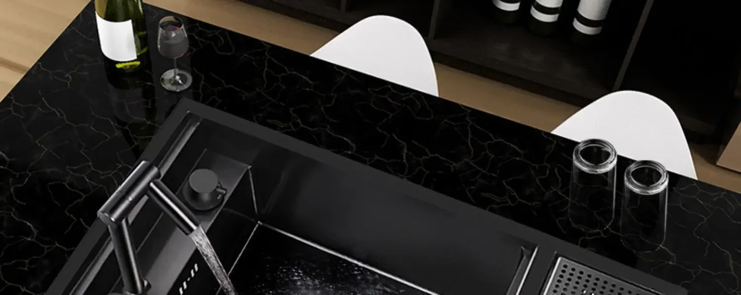 304 Nano Stainless Steel Hidden Sink Folding Faucet, Large Single Slot, Cover Plate, Bar Counter Cup Washer, 55cm X 32cm