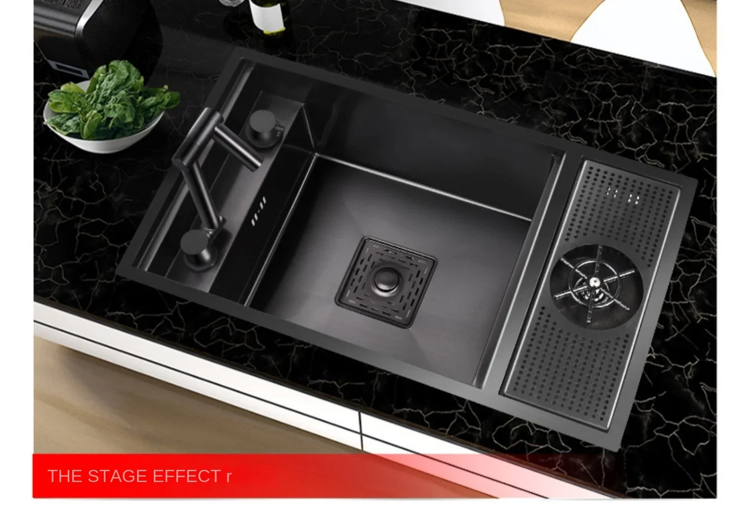 304 Nano Stainless Steel Hidden Sink Folding Faucet, Large Single Slot, Cover Plate, Bar Counter Cup Washer, 55cm X 32cm